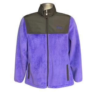 Fila Sport Purple and Gray Fleece Full Zip  Activewear Utility Jacket Size L
